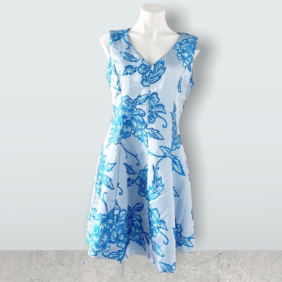 Nanette Lepore Jacquard Dress Floral Fit & Flare Blue Size 8 NWT $159.00 - Picture 15 of 15